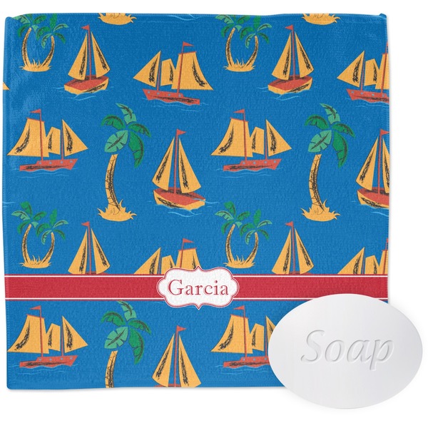 Custom Boats & Palm Trees Washcloth (Personalized)