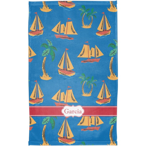 Boats & Palm Trees Finger Tip Towel - Full View