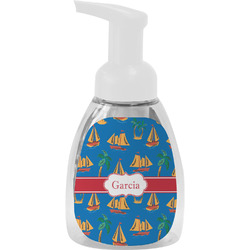Boats & Palm Trees Foam Soap Bottle - White (Personalized)