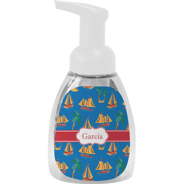 Custom Boats & Palm Trees Foam Soap Bottle - White (Personalized)