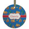 Boats & Palm Trees Frosted Glass Ornament - Round