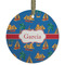 Boats & Palm Trees Flat Glass Ornament - Round w/ Name or Text