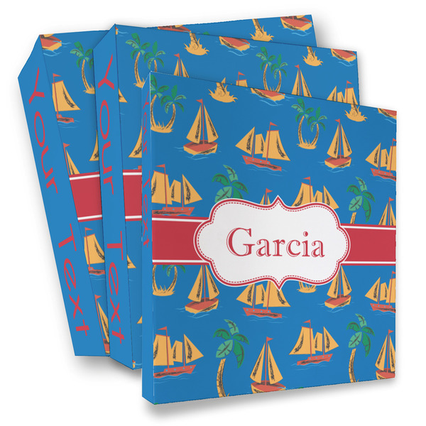 Custom Boats & Palm Trees 3 Ring Binder - Full Wrap (Personalized)