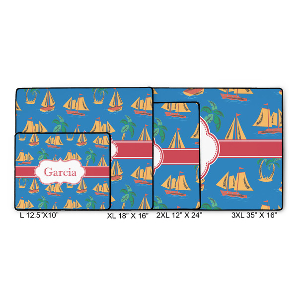 Boats & Palm Trees Gaming Mats - SIZE CHART