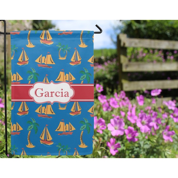 Boats & Palm Trees Garden Flag - Outside In Flowers