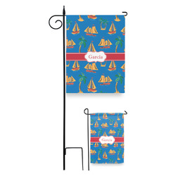 Boats & Palm Trees Garden Flag (Personalized)