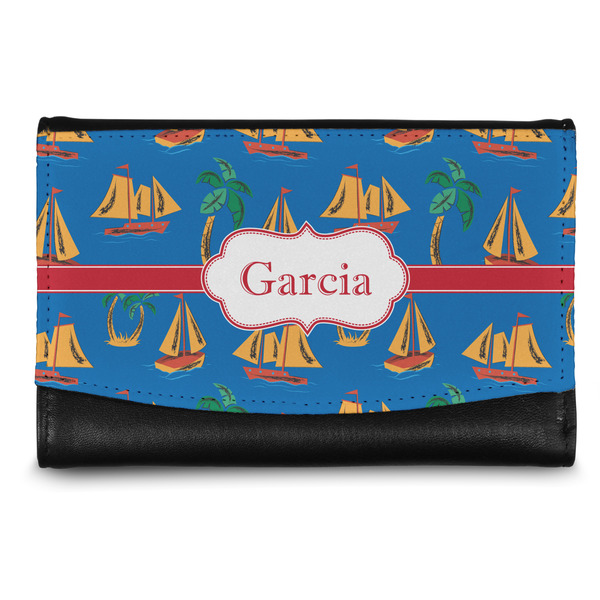 Custom Boats & Palm Trees Genuine Leather Women's Wallet - Small (Personalized)