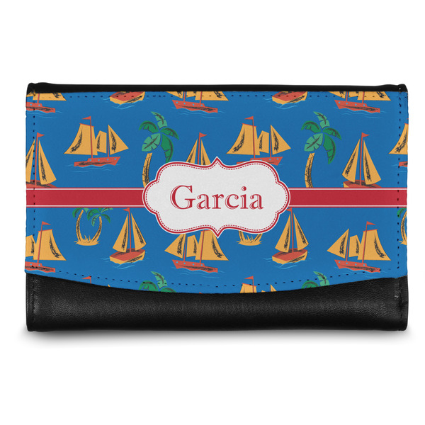 Custom Boats & Palm Trees Genuine Leather Women's Wallet - Small (Personalized)