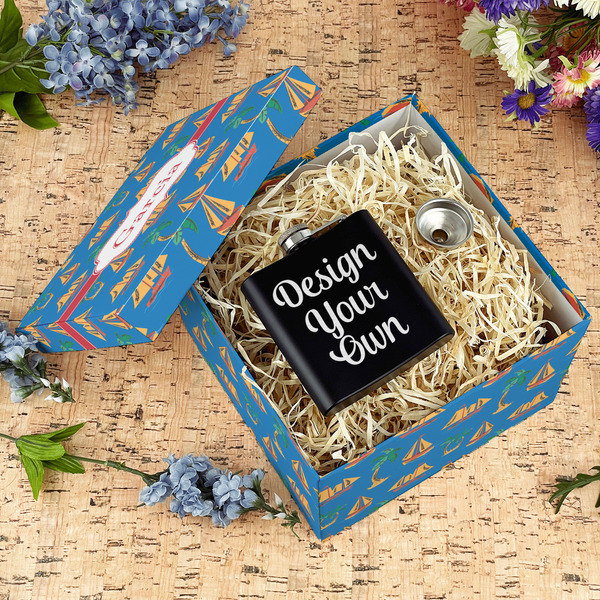 Boats & Palm Trees Gift Boxes with Lid - Canvas Wrapped - Large - In Context