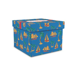 Boats & Palm Trees Gift Box with Lid - Canvas Wrapped - Small (Personalized)