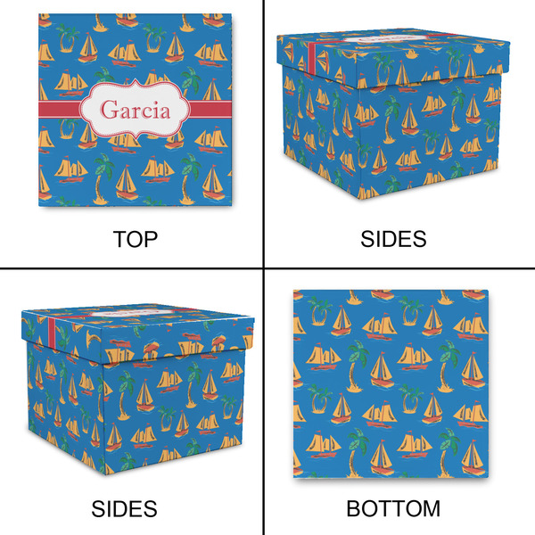 Boats & Palm Trees Gift Boxes with Lid - Canvas Wrapped - X-Large - Approval