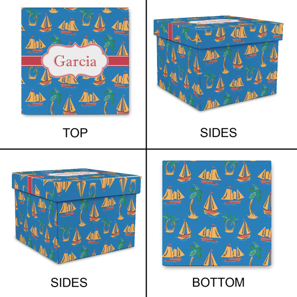 Boats & Palm Trees Gift Boxes with Lid - Canvas Wrapped - XX-Large - Approval