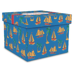 Boats & Palm Trees Gift Box with Lid - Canvas Wrapped - XX-Large (Personalized)