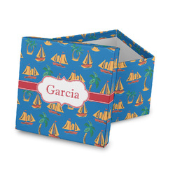 Boats & Palm Trees Gift Box with Lid - Canvas Wrapped (Personalized)