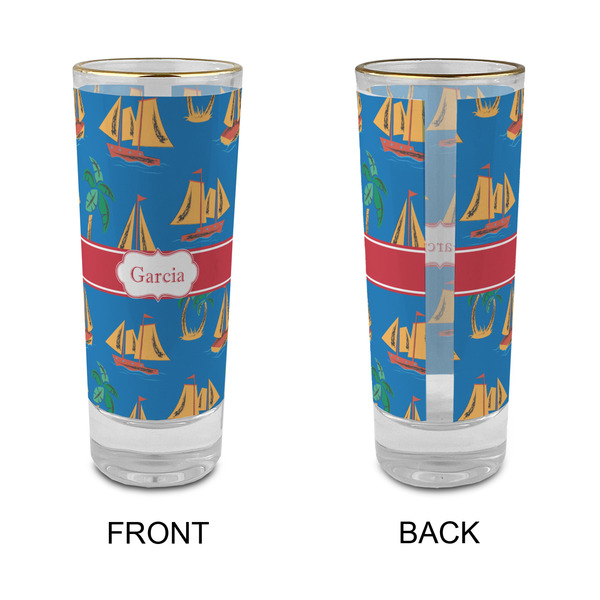 Boats & Palm Trees Glass Shot Glass - 2 oz - Single - APPROVAL