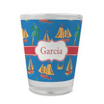 Boats & Palm Trees Glass Shot Glass - 1.5 oz - Set of 4 (Personalized)