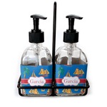 Boats & Palm Trees Glass Soap & Lotion Bottle Set (Personalized)