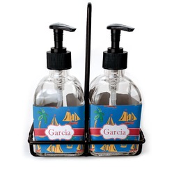 Boats & Palm Trees Glass Soap & Lotion Bottles (Personalized)