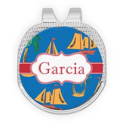 Boats & Palm Trees Golf Ball Marker - Hat Clip - Silver