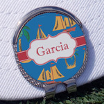 Boats & Palm Trees Golf Ball Marker - Hat Clip