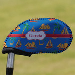 Boats & Palm Trees Golf Club Iron Cover - Single (Personalized)