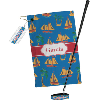Boats & Palm Trees Golf Towel Gift Set (Personalized)