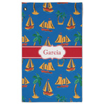Boats & Palm Trees Golf Towel - Poly-Cotton Blend w/ Name or Text