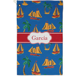 Boats & Palm Trees Golf Towel - Poly-Cotton Blend - Small w/ Name or Text