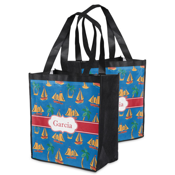 Boats & Palm Trees Grocery Bag - MAIN