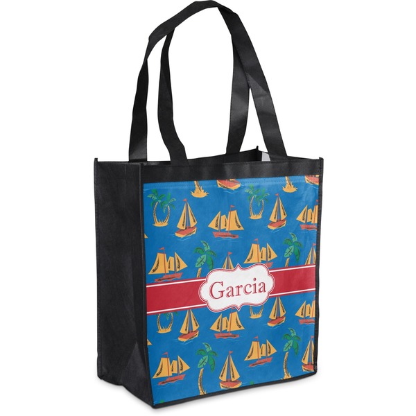 Custom Boats & Palm Trees Grocery Bag (Personalized)