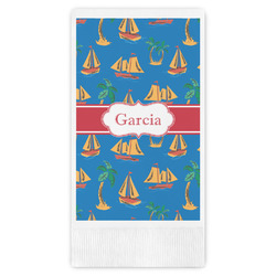 Boats & Palm Trees Guest Napkins - Full Color - Embossed Edge (Personalized)