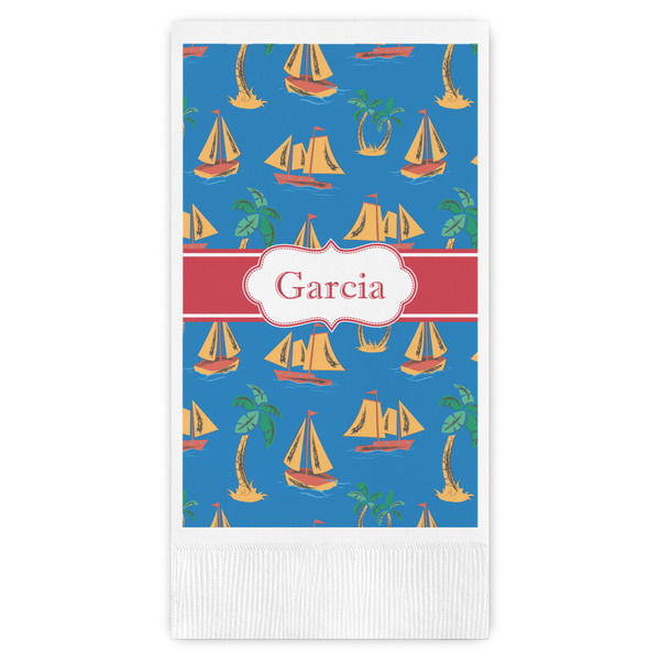 Custom Boats & Palm Trees Guest Napkins - Full Color - Embossed Edge (Personalized)
