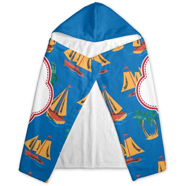 Boats & Palm Trees Hooded Towel - Folded
