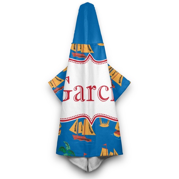 Boats & Palm Trees Hooded Towel - Hanging