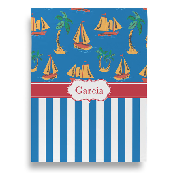 Boats & Palm Trees House Flags - Double Sided - BACK