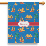Boats & Palm Trees 28" House Flag (Personalized)