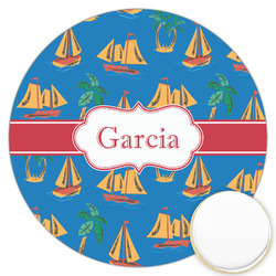 Boats & Palm Trees Printed Cookie Topper - 3.25" (Personalized)