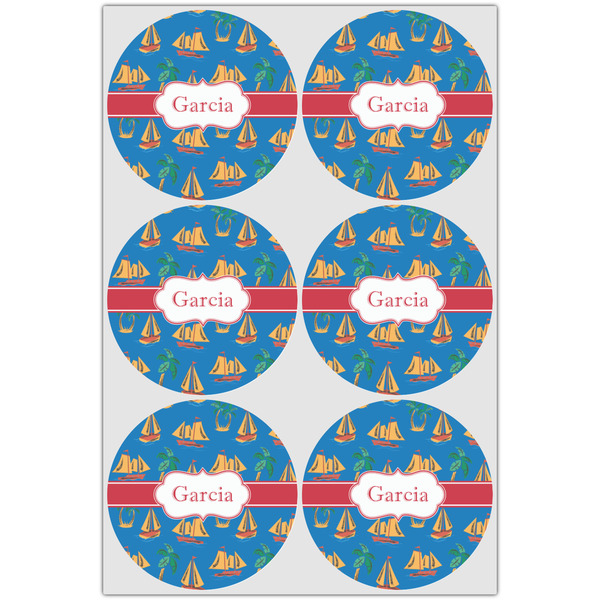 Boats & Palm Trees Icing Circle - Large - Set of 6