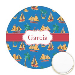 Boats & Palm Trees Printed Cookie Topper - Round (Personalized)