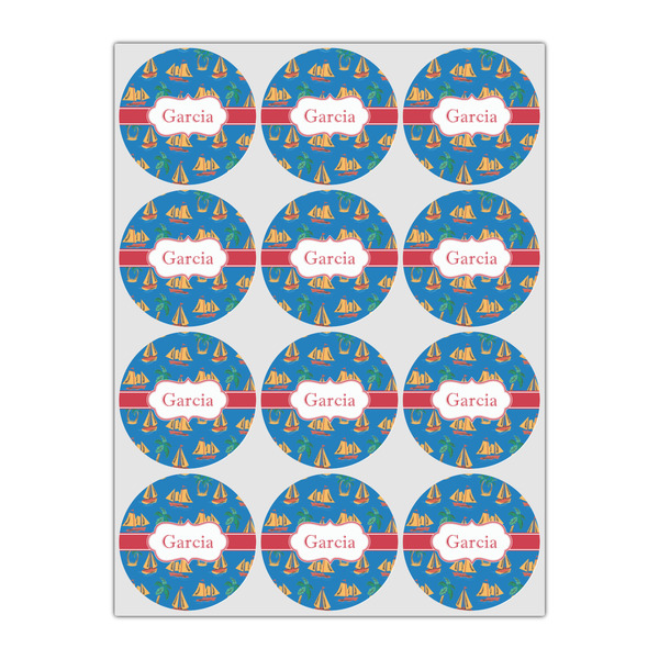 Boats & Palm Trees Icing Circle - Small - Set of 12