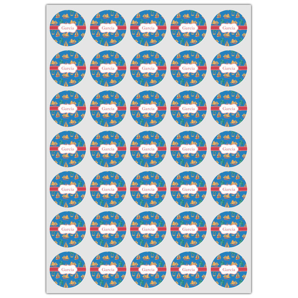 Boats & Palm Trees Icing Circle - XSmall - Set of 35