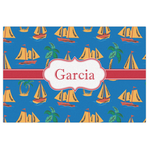 Boats & Palm Trees Indoor / Outdoor Rug - 2'x3' - Front Flat