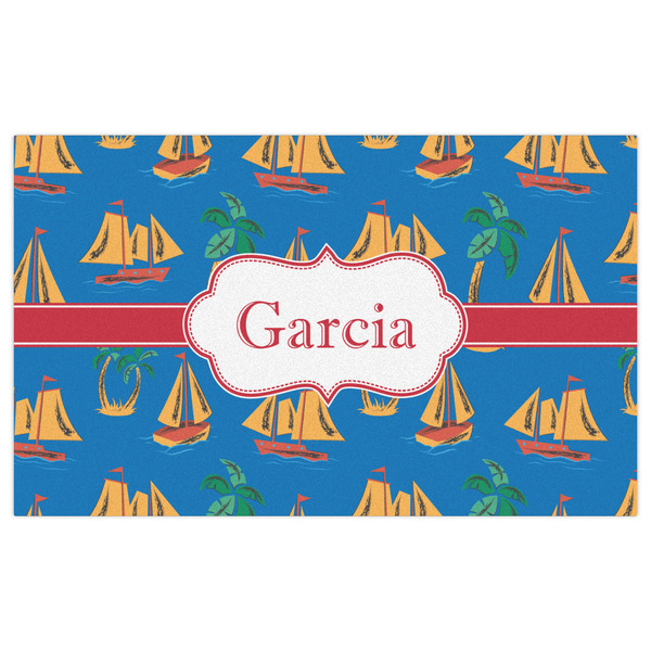 Boats & Palm Trees Indoor / Outdoor Rug - 3'x5' - Front Flat