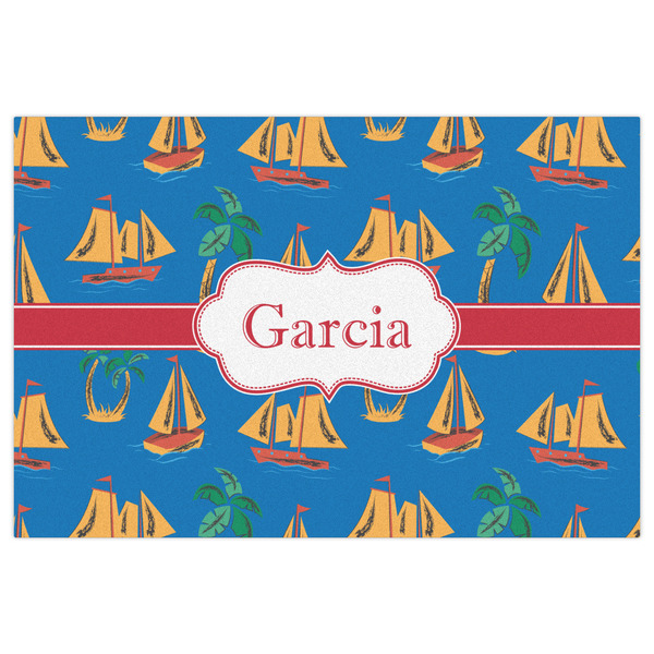 Boats & Palm Trees Indoor / Outdoor Rug - 4'x6' - Front Flat