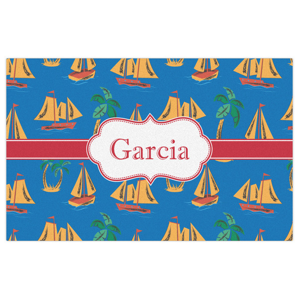 Boats & Palm Trees Indoor / Outdoor Rug - 5'x8' - Front Flat