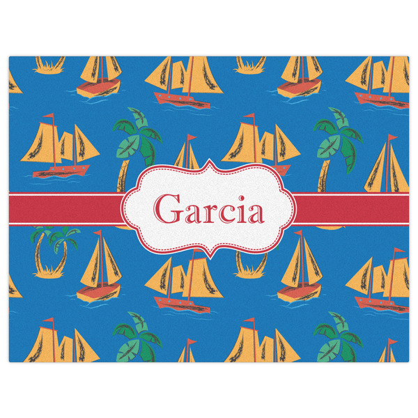 Boats & Palm Trees Indoor / Outdoor Rug - 6'x8' - Front Flat