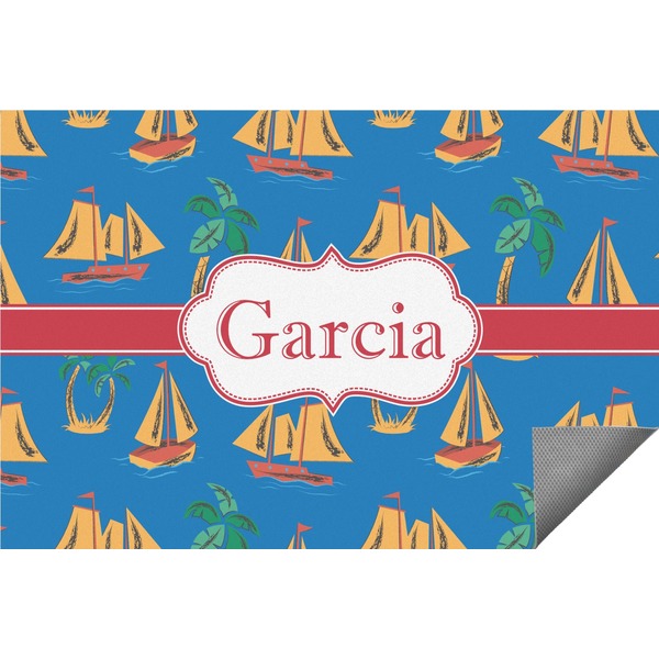 Custom Boats & Palm Trees Indoor / Outdoor Rug (Personalized)
