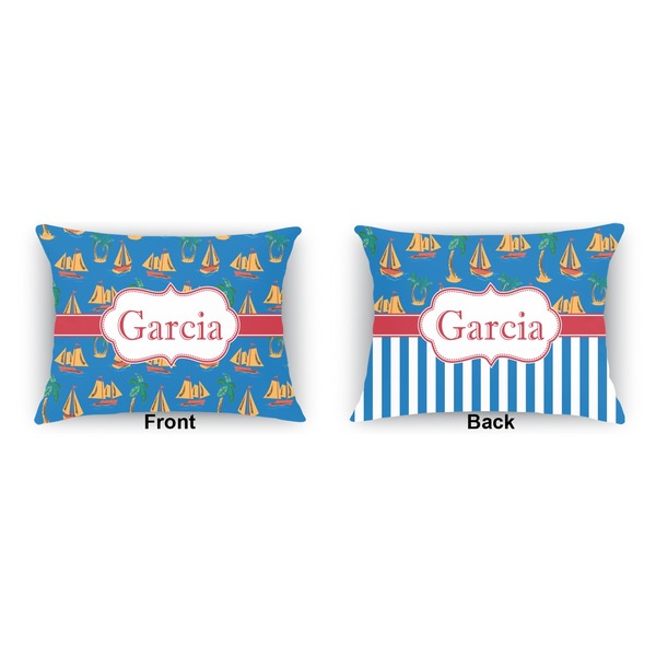 Boats & Palm Trees  Indoor Rectangular Burlap Pillow (Front and Back)