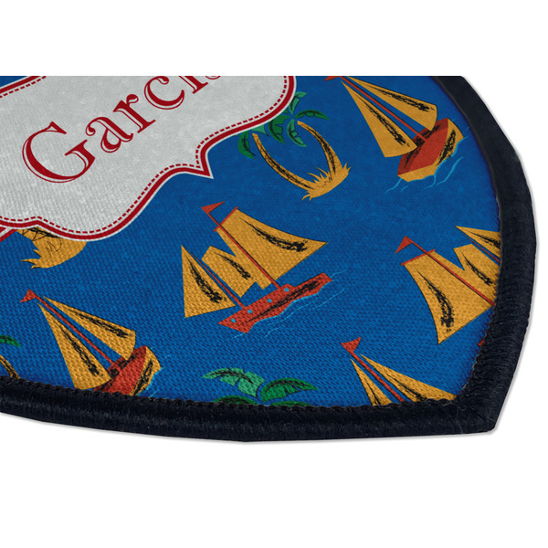 Boats & Palm Trees Iron on Shield 3 Detail