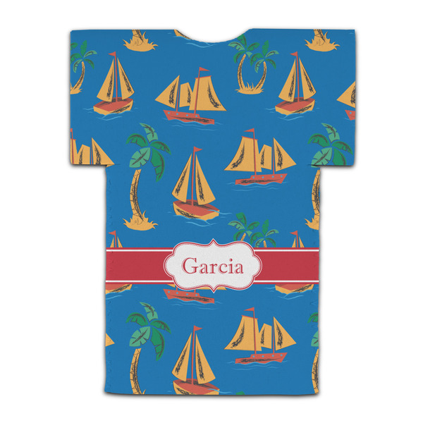 Boats & Palm Trees Jersey Bottle Cooler - BACK (flat)